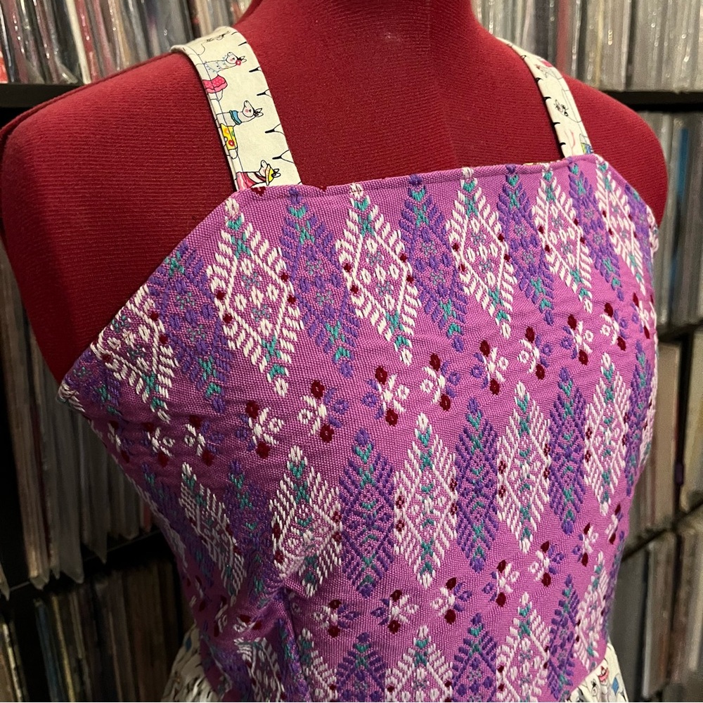 TABOOT llama apron top woven pocket corset open back festival 🦙 💜 🩷 - Picture 7 of 9
